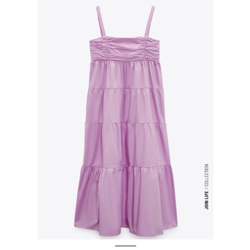 Zara maxi poplin tiered dress